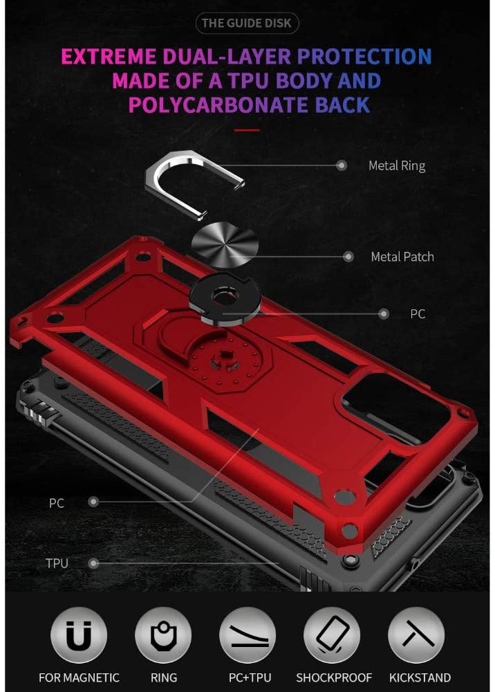 Protectores para celular  para Samsung  A31 Funda reforzada con anillo v2 Rojo
